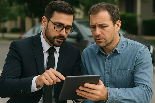 a lawyer with an ipad explaining something to his client from Lemon Law Attorney San Antonio in San Antonio, TX - lemon law rules